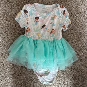 Angel Dear Mermaid Print Onesie with Aqua Tulle